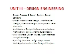 UNIT III – DESIGN ENGINEERING