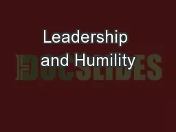 Leadership and Humility
