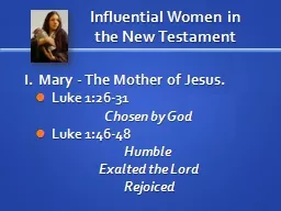 Influential Women in                  the New Testament