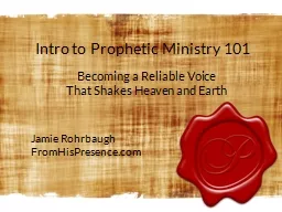 Intro to Prophetic Ministry 101