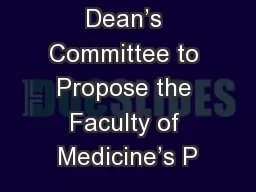 Dean’s Committee to Propose the Faculty of Medicine’s P