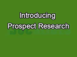 Introducing Prospect Research