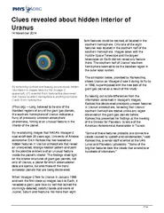 Clues revealed about hidden interior of Uranus  Novemb