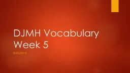 DJMH Vocabulary Week 5
