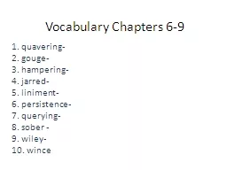 Vocabulary Chapters 6-9
