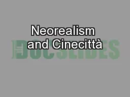 Neorealism and Cinecittà