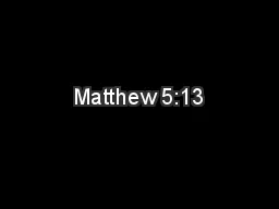 Matthew 5:13