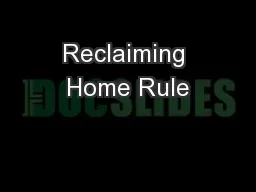 Reclaiming Home Rule