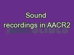 Sound recordings in AACR2