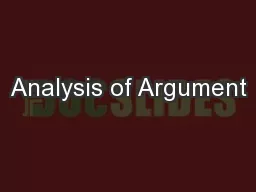 Analysis of Argument