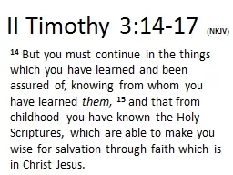 II Timothy 3:14-