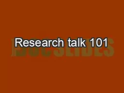 Research talk 101