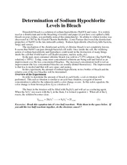 Determination of Sodium Hypochlorite Levels in Bleach