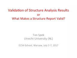 Validation of Structure Analysis Results