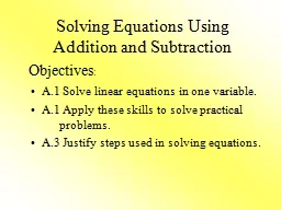 Solving Equations Using