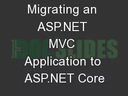 Migrating an ASP.NET MVC Application to ASP.NET Core