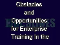 Obstacles and Opportunities for Enterprise Training in the