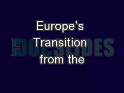 Europe’s Transition from the