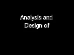 Analysis and Design of