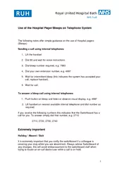 Use of the Hospital PagerBleeps on Telephone System Th