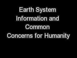 Earth System Information and Common Concerns for Humanity
