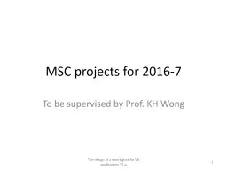 MSC projects for 2016-7