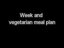 Week and vegetarian meal plan