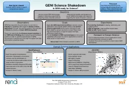 GENI Science Shakedown