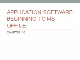 Application Software: beginning to MS-Office