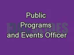 Public Programs and Events Officer