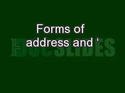 Forms of address and ‘