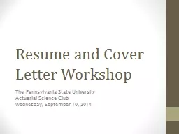 Resume and Cover Letter Worksho