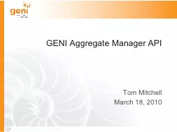 GENI Aggregate Manager API