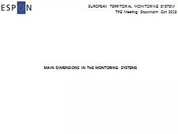MAIN DIMENSIONS IN THE MONTORING SYSTEMS