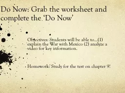 Do Now: Grab the worksheet and complete the ‘Do Now’