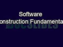 Software Construction Fundamentals