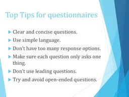 Top Tips for questionnaires