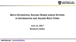 Batch Estimation, Solving Sparse Linear Systems in Informat