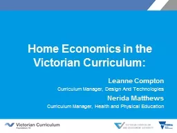 Home Economics in the Victorian Curriculum:
