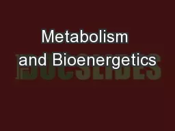 Metabolism and Bioenergetics