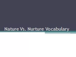 Nature Vs. Nurture Vocabulary