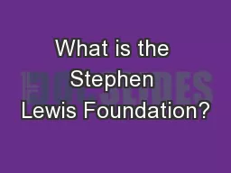 What is the Stephen Lewis Foundation?