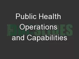 Public Health Operations and Capabilities
