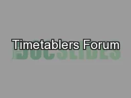 Timetablers Forum