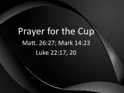 Prayer for the Cup
