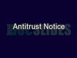 Antitrust Notice
