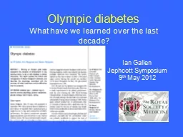 Olympic diabetes