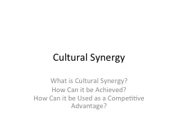 Cultural Synergy