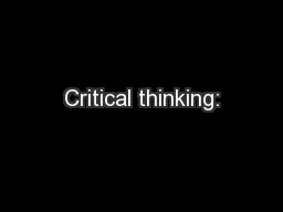 Critical thinking: