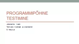 PPT-Programmipõhine testimine